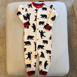 The Red Wagon Kids Pajamas - Cream with Black Bear Print